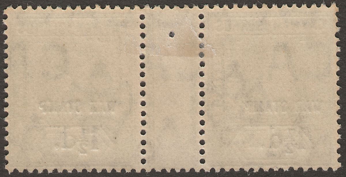 Cayman Islands 1920 KGV 1½d on 2d Grey War Stamp Opt Gutter Pair Mint SG58