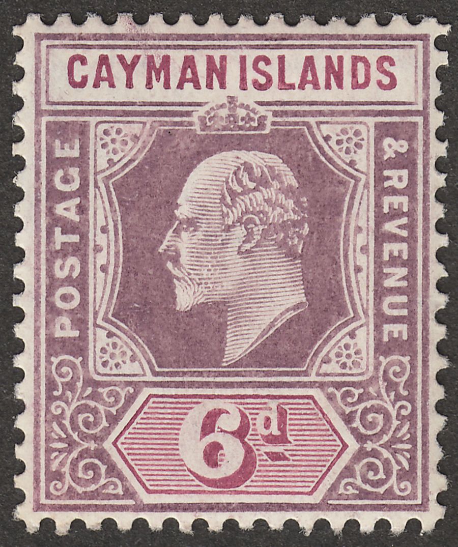 Cayman Islands 1908 KEVII 6d Dull Purple and Violet Purple Mint SG30