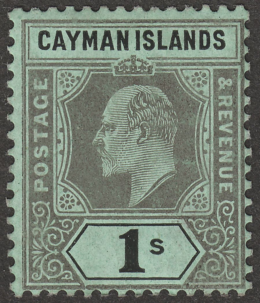 Cayman Islands 1909 KEVII 1sh Black on Green Mint SG31