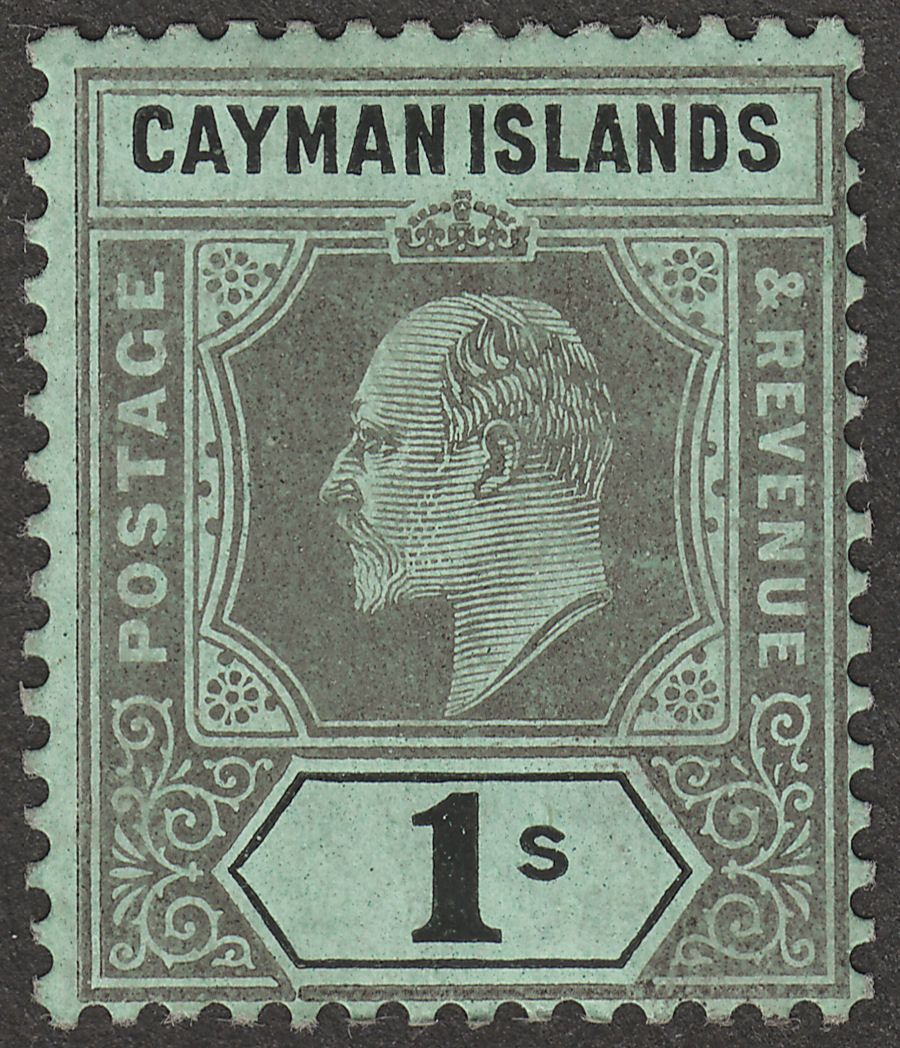 Cayman Islands 1909 KEVII 1sh Black on Green Mint SG31