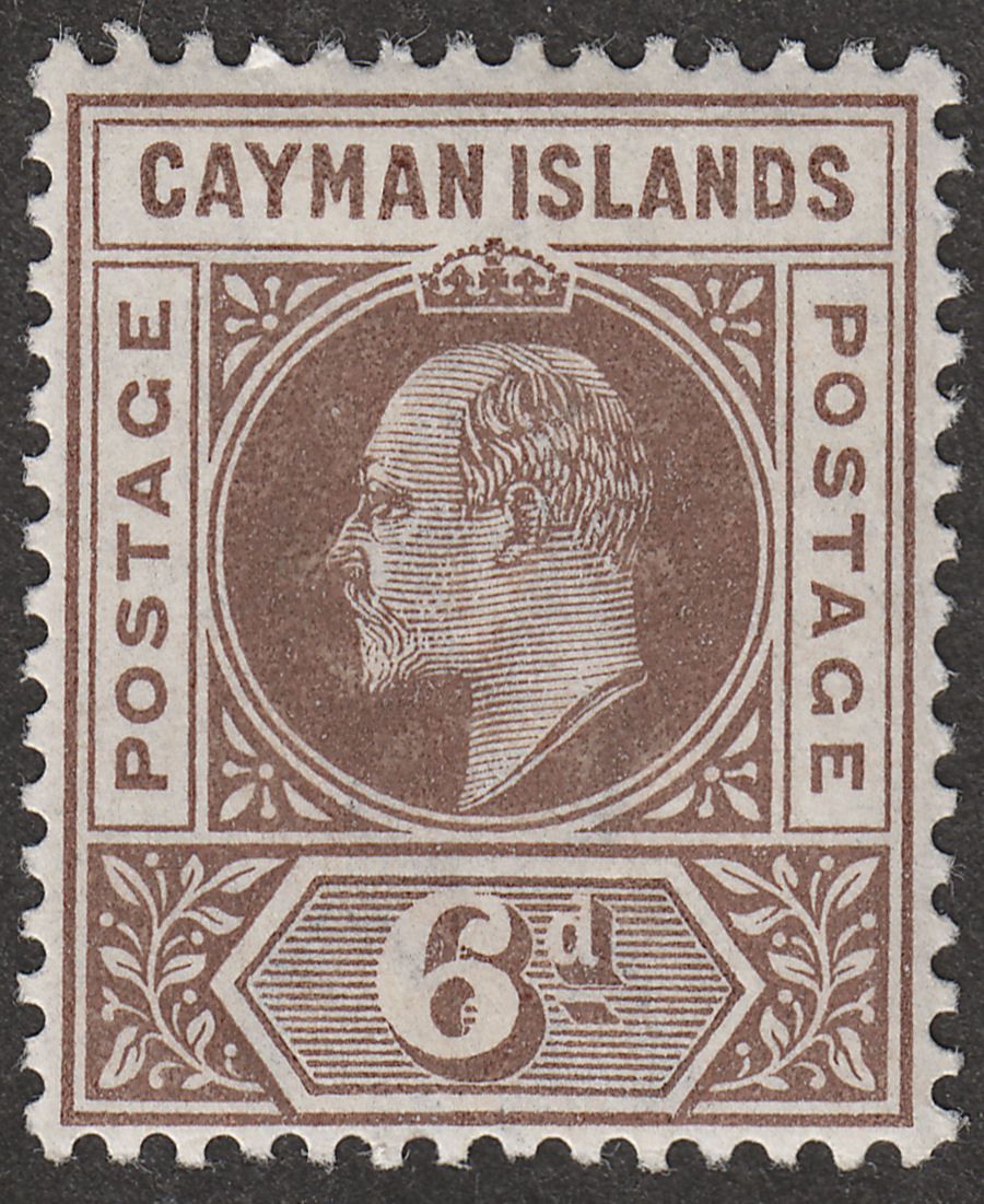 Cayman Islands 1902 KEVII 6d Brown wmk Crown Mint SG6