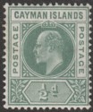 Click for more photos and details Cayman Islands 1905 KEVII ½d Green wmk Multi Crown Mint SG8