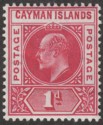 Cayman Islands 1905 KEVII 1d Carmine wmk Multi Crown Mint SG9