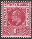 Click for more photos and details Cayman Islands 1905 KEVII 1d Carmine wmk Multi Crown Mint SG9
