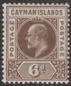Click for more photos and details Cayman Islands 1905 KEVII 6d Brown wmk Multi Crown Mint SG11