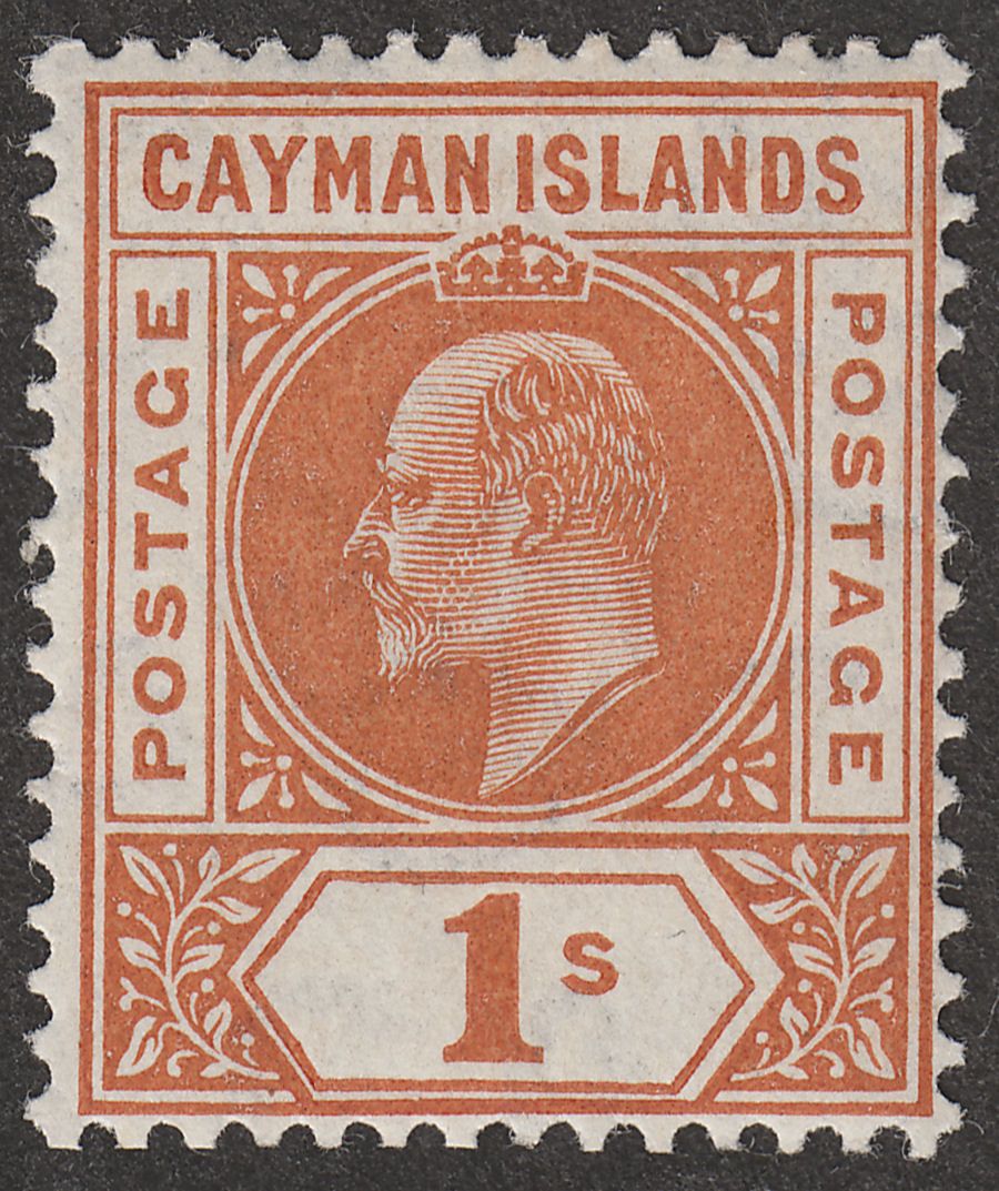 Cayman Islands 1905 KEVII 1sh Orange wmk Multi Crown Mint SG12