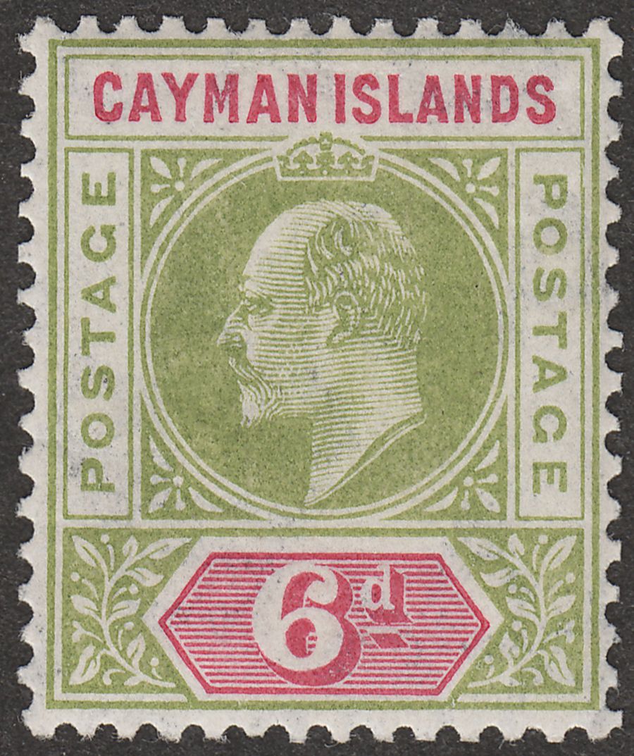 Cayman Islands 1907 KEVII 6d Olive and Rose Mint SG14