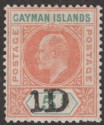 Click for more photos and details Cayman Islands 1907 KEVII 1d on 5sh Salmon and Green Mint SG19
