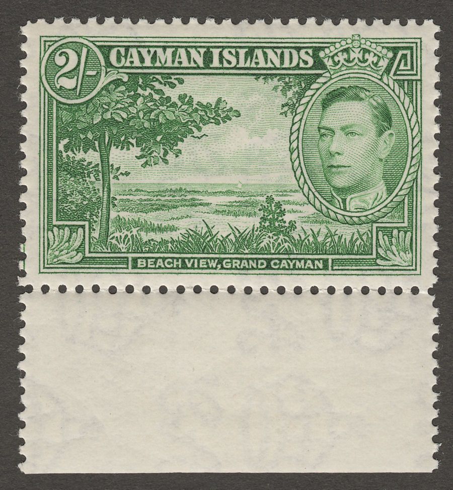 Cayman Islands 1938 KGVI 2sh Yellow-Green Mint SG124