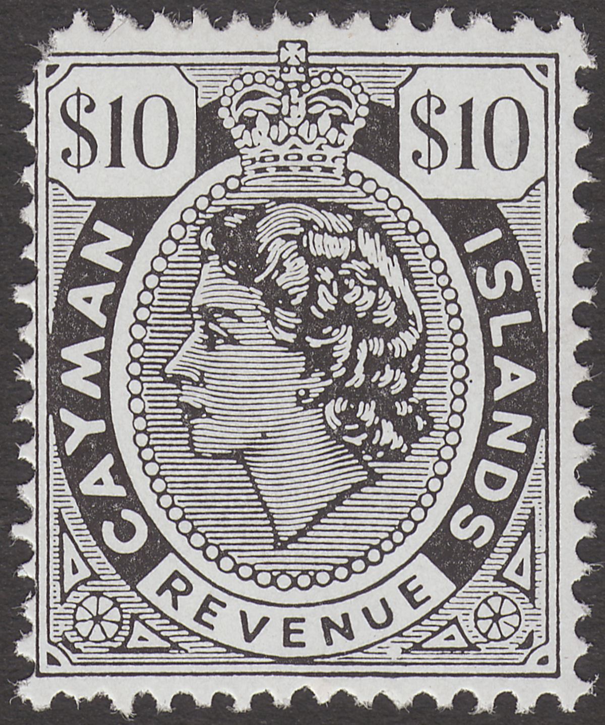 Cayman Islands 1969 QEII Revenue $10 Black Mint Barefoot BF7