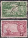 Cayman Islands 1938 King George VI 2sh, 5sh Used SG124-125