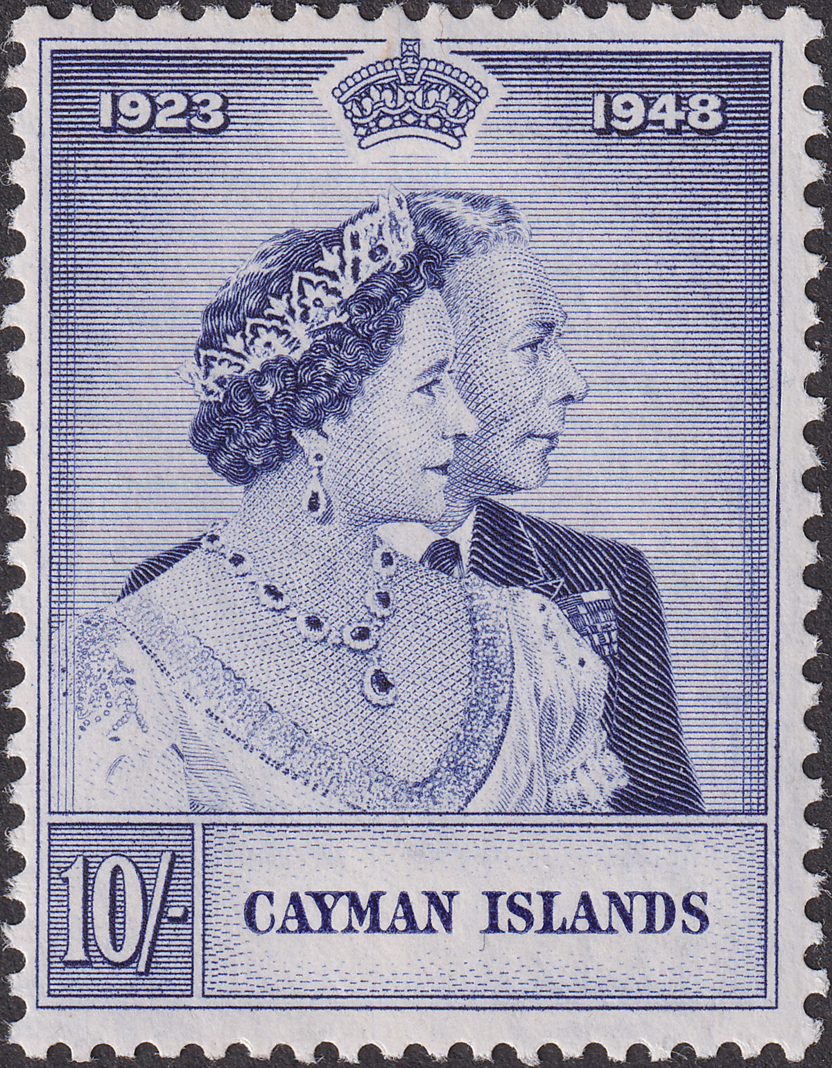 Cayman Islands 1948 KGVI Royal Silver Wedding 10sh Violet-Blue Mint SG130 cat£26