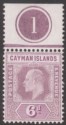 Cayman Islands 1908 KEVII 6d Dull Purple and Violet Purple Plate 1 Mint SG30