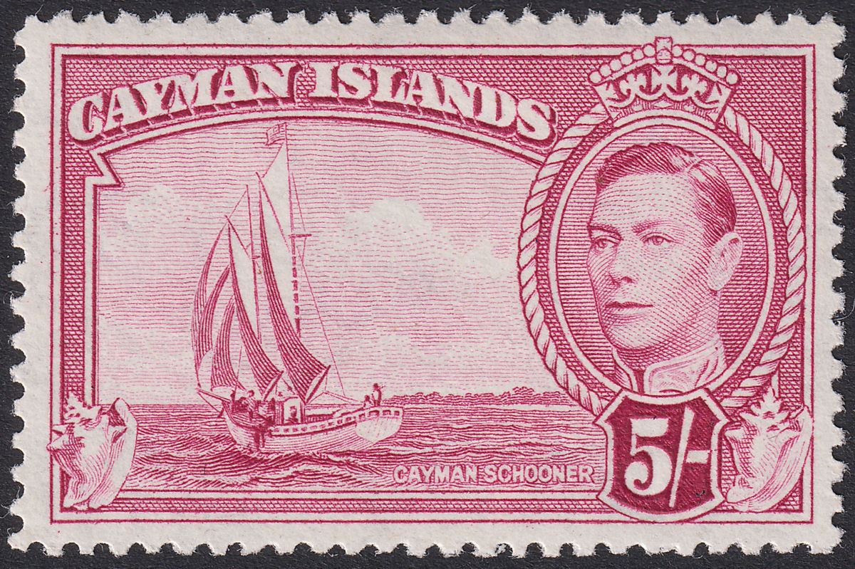 Cayman Islands 1948 KGVI 5sh Crimson Mint SG125a