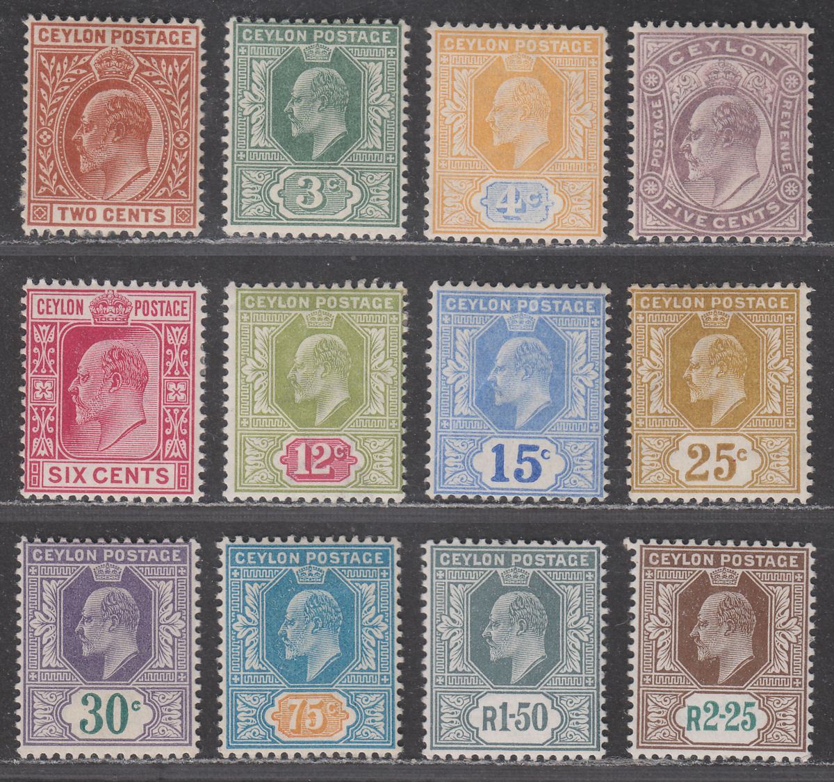 Ceylon 1903 King Edward VII Set Mint SG265-276 cat £200