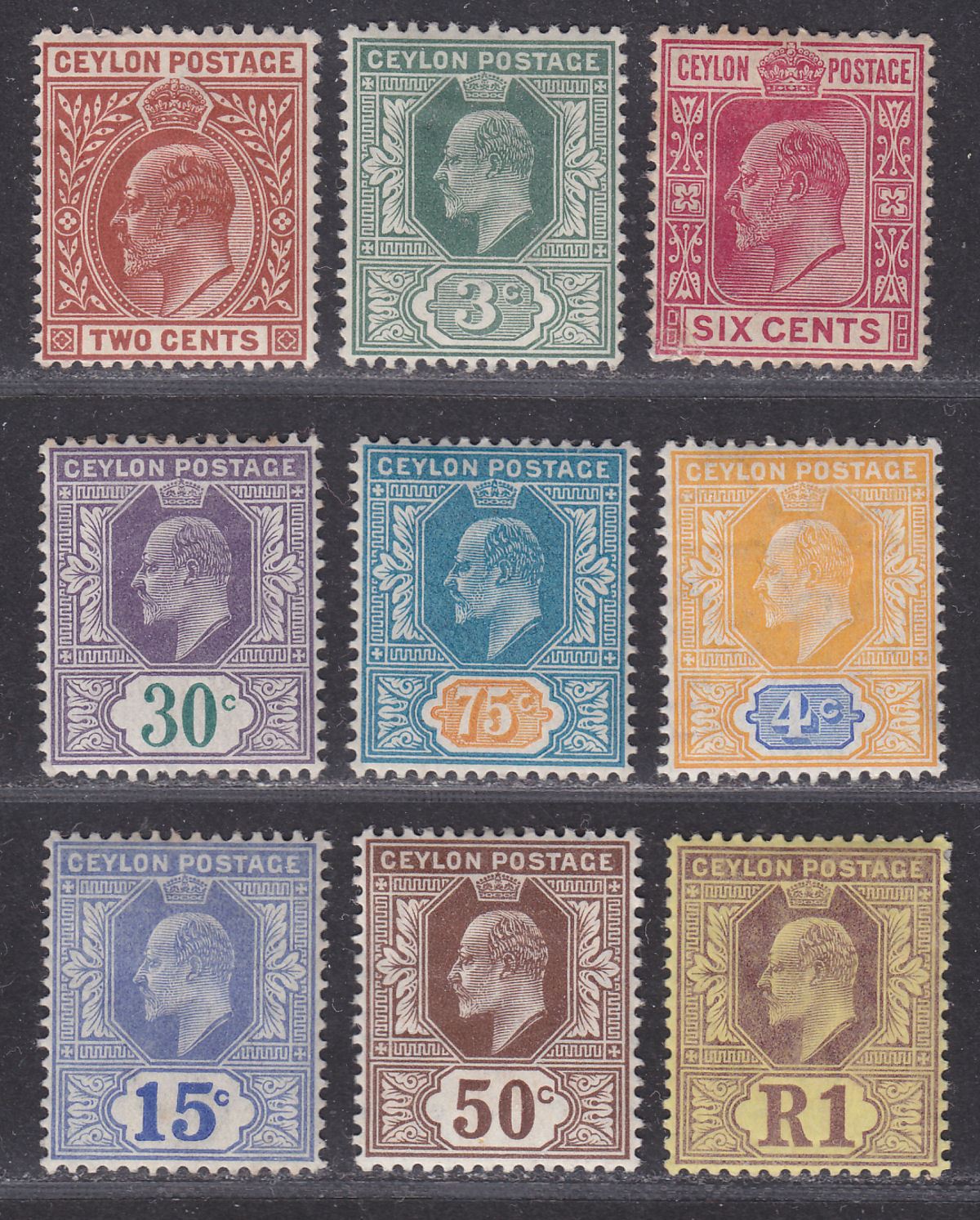 Ceylon 1903-10 King Edward VII Selection to 1r Mint
