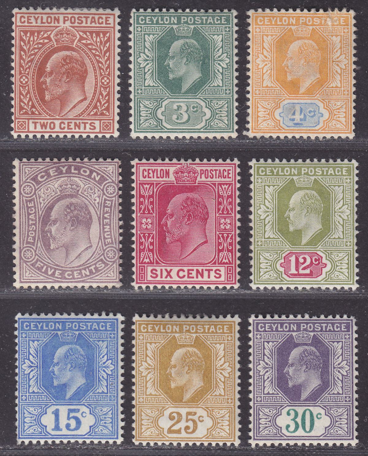 Ceylon 1903 King Edward VII Set to 30c Mint SG265-273