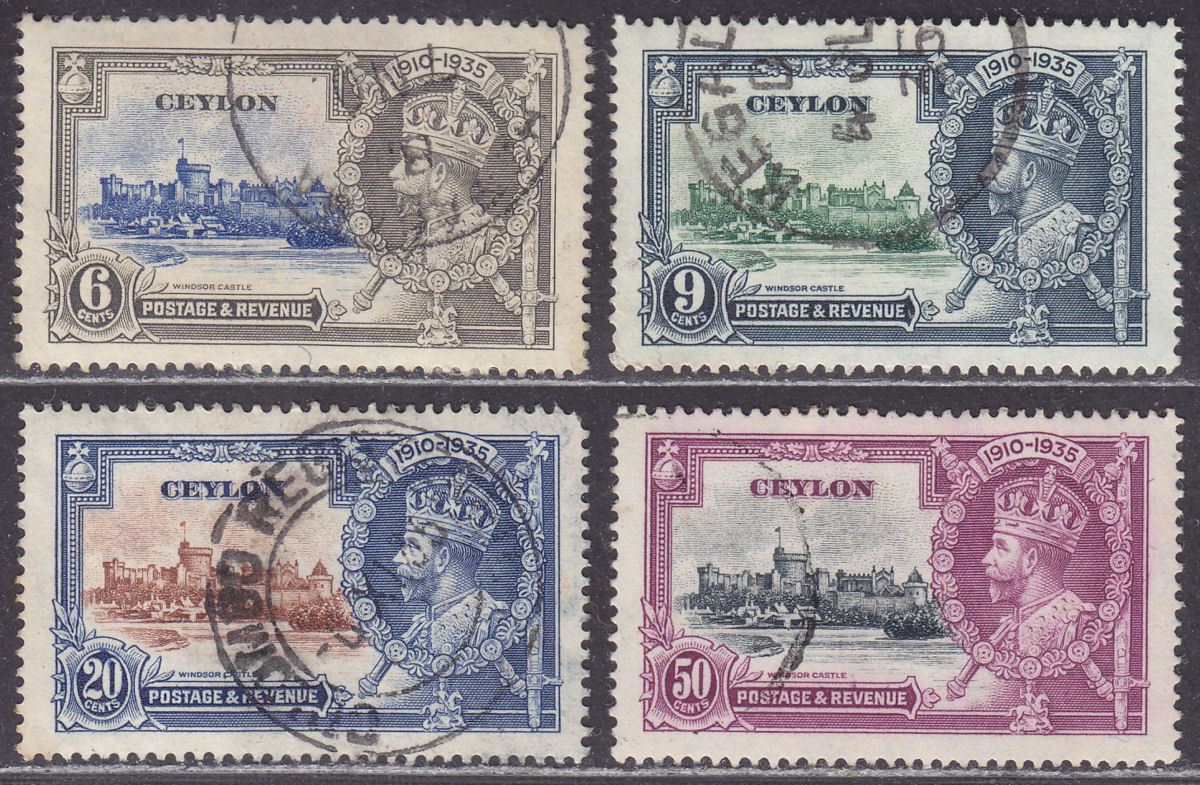Ceylon 1935 KGV Silver Jubilee Set Used SG379-382 cat £20