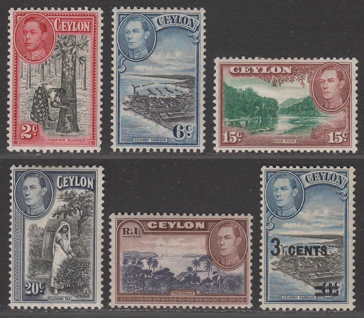 Ceylon 1938-49 King George VI Selection to 1r Mint