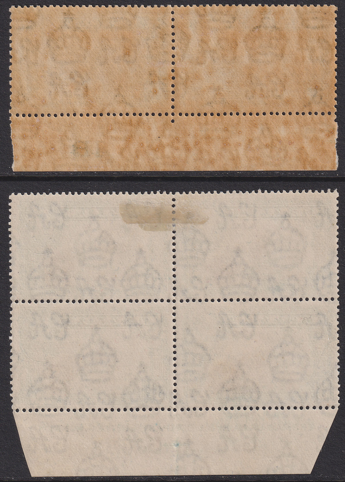 Ceylon 1938 KGVI 3c Black & Deep Blue-Green Pair / Block Mint/Unused SG387-387b