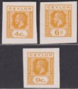 Ceylon c1912 KGV 4c 6c 9c Yellow Postal Stationery Imperf Colour Trials / Proofs