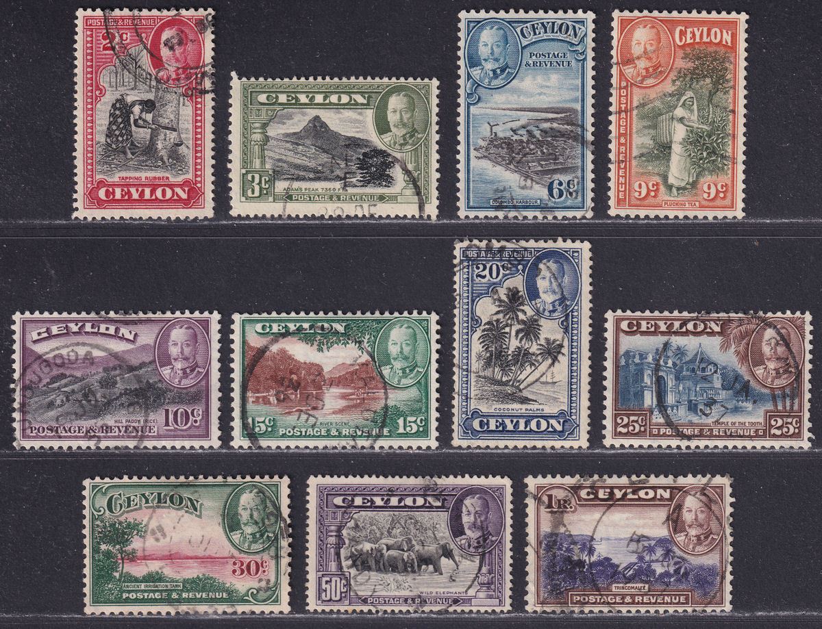 Ceylon 1935-36 King George V Set Used SG368-378 cat £42