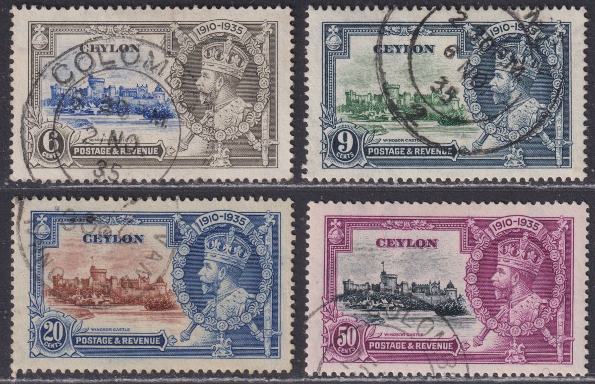 Ceylon 1935 KGV Silver Jubilee Set Used SG379-382 cat £24