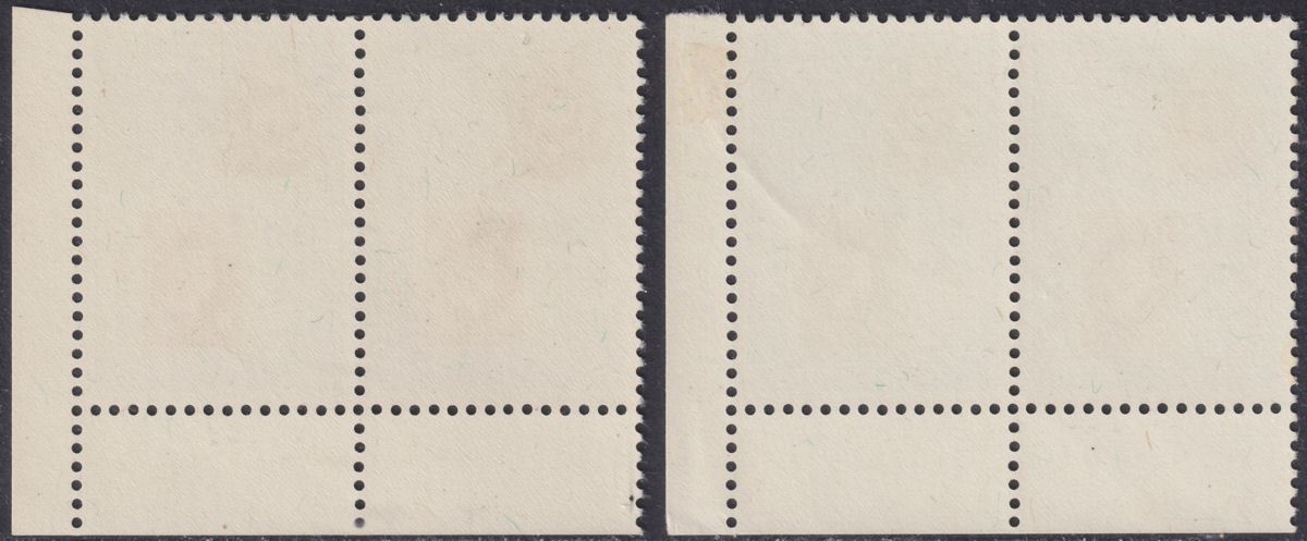 Ceylon 1957 QEII Centenary Postage Stamp 35c, 85c Pairs w Leg Flaw Variety Mint