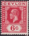 Ceylon 1912 KGV 6c Carmine wmk Sideways Crown to Right Mint SG306a cat £55