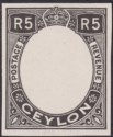 Ceylon 1928 KGV 5r Imperforate Frame Proof in Black Mint SG365P