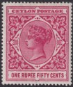 Ceylon 1899 QV 1r50 Rose Mint SG263 cat £38