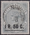 Ceylon 1899 QV 1r50 Surcharge on 2r50 Slate Used SG254 cat £55