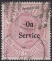Ceylon 1895 QV SERVICE Opt 1r12 Dull Rose wmk Sideways Used SG O17 cat £75