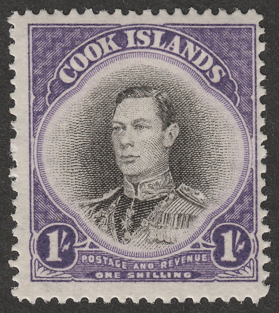 Cook Islands 1938 KGVI 1sh Black and Violet wmk Single Mint SG127