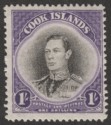 Click for more photos and details Cook Islands 1938 KGVI 1sh Black and Violet wmk Single Mint SG127