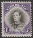 Cook Islands 1938 KGVI 1sh Black and Violet wmk Single Mint SG127