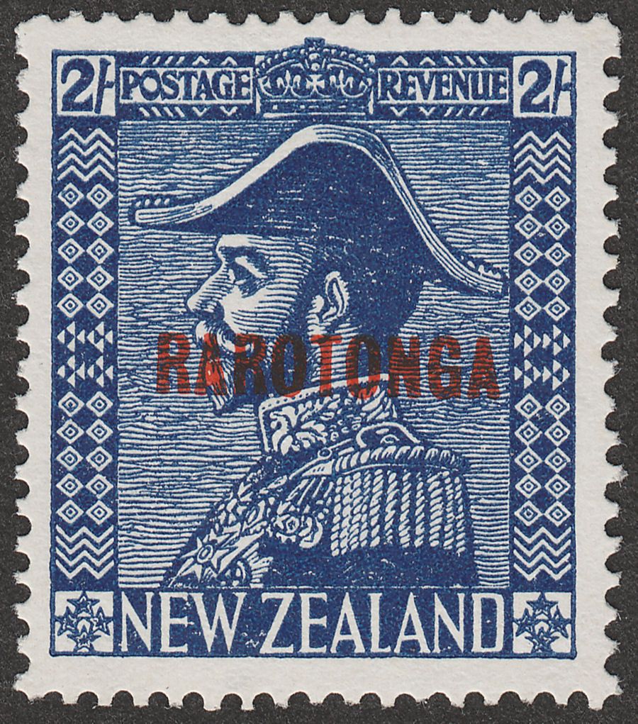 Cook Islands 1926 KGV Rarotonga Opt 2sh Deep Blue Mint SG90