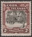 Click for more photos and details Cook Islands 1938 Village 2sh Black and Red-Brown wmk Single Mint SG128