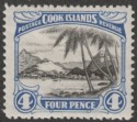 Click for more photos and details Cook Islands 1932 KGV 4d Black and Bright Blue perf 14x13 Mint SG103b