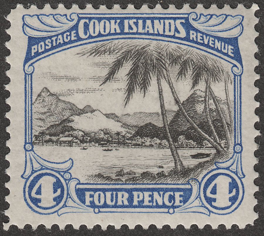 Cook Islands 1932 KGV 4d Black and Bright Blue perf 13 Mint SG103