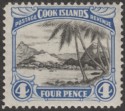 Click for more photos and details Cook Islands 1932 KGV 4d Black and Bright Blue perf 13 Mint SG103