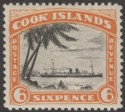 Click for more photos and details Cook Islands 1932 KGV 6d Black and Orange perf 13 Mint SG104