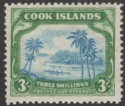 Cook Islands 1938 Canoe 3sh Greenish Blue and Green wmk Single Mint SG129