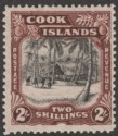 Click for more photos and details Cook Islands 1938 Village 2sh Black and Red-Brown wmk Single Mint SG128