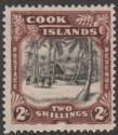 Cook Islands 1938 Village 2sh Black and Red-Brown wmk Single Mint SG128