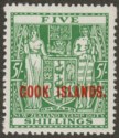 Click for more photos and details Cook Islands 1943 Postal Fiscal 5sh Green wmk Multi Mint SG132