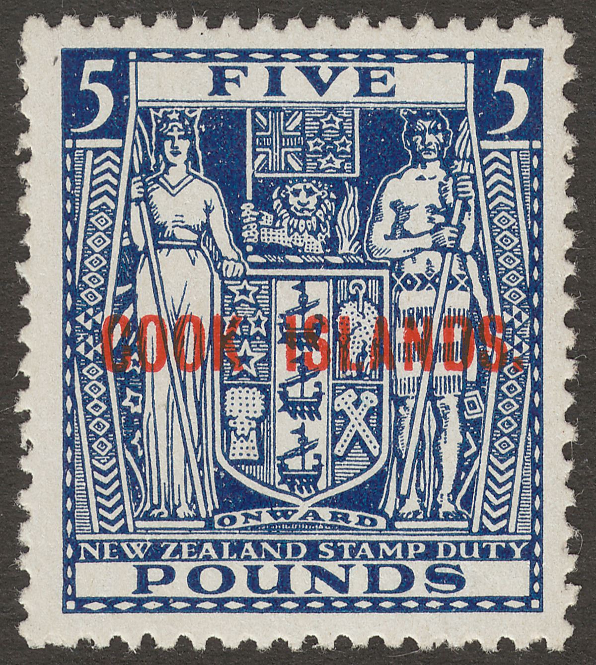 Cook Islands 1954 Postal Fiscal £5 Indigo-Blue wmk Multi Inverted Mint SG136w