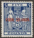 Click for more photos and details Cook Islands 1954 Postal Fiscal £5 Indigo-Blue wmk Multi Inverted Mint SG136w