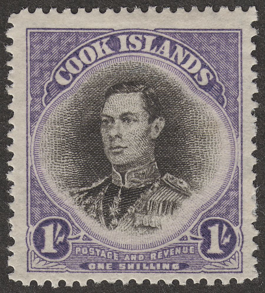 Cook Islands 1938 KGVI 1sh Black and Violet wmk Single Mint SG127