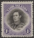 Click for more photos and details Cook Islands 1938 KGVI 1sh Black and Violet wmk Single Mint SG127